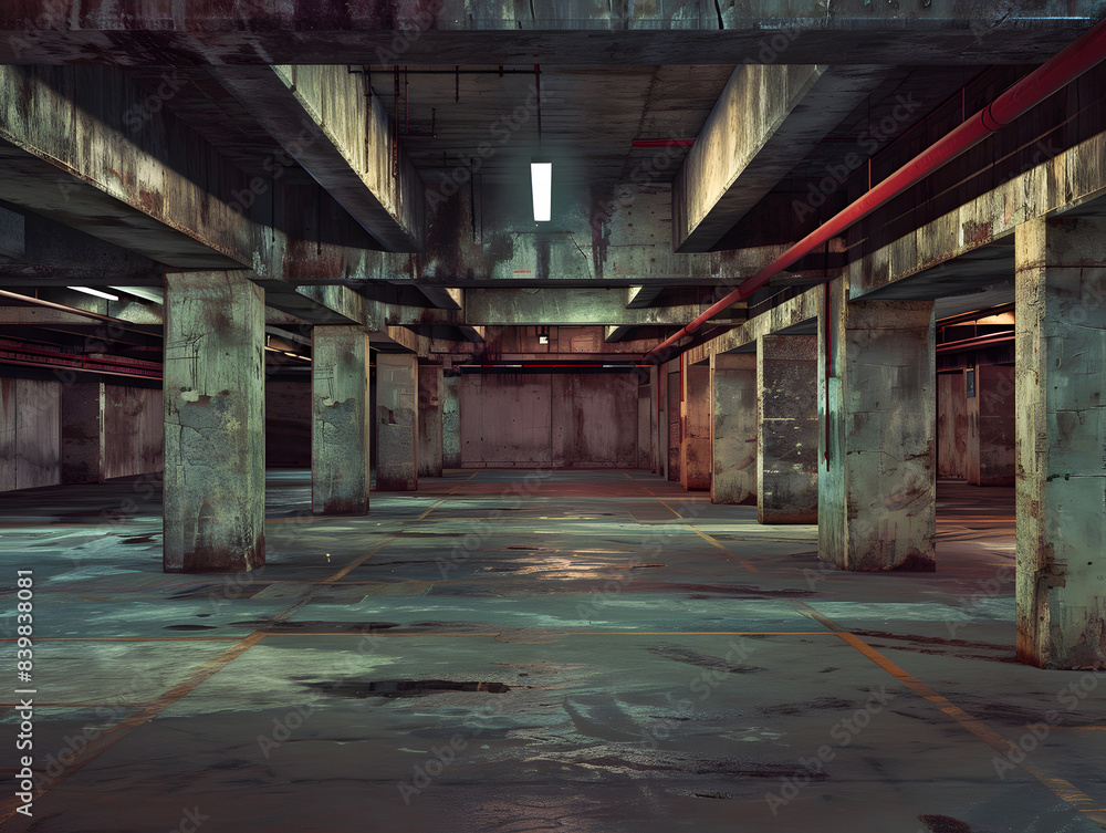 Aufkleber empty concrete parking garage with copy space text for architecture websites