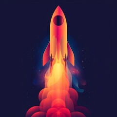 Fototapeta premium Abstract icon of a rocket symbolizing business startups and growth, vibrant colors and dynamic lines