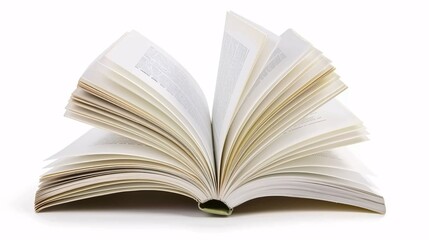 Fototapeta premium Close-up of an open book with a plain white background