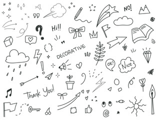 Simple hand drawn set decorative illustrations