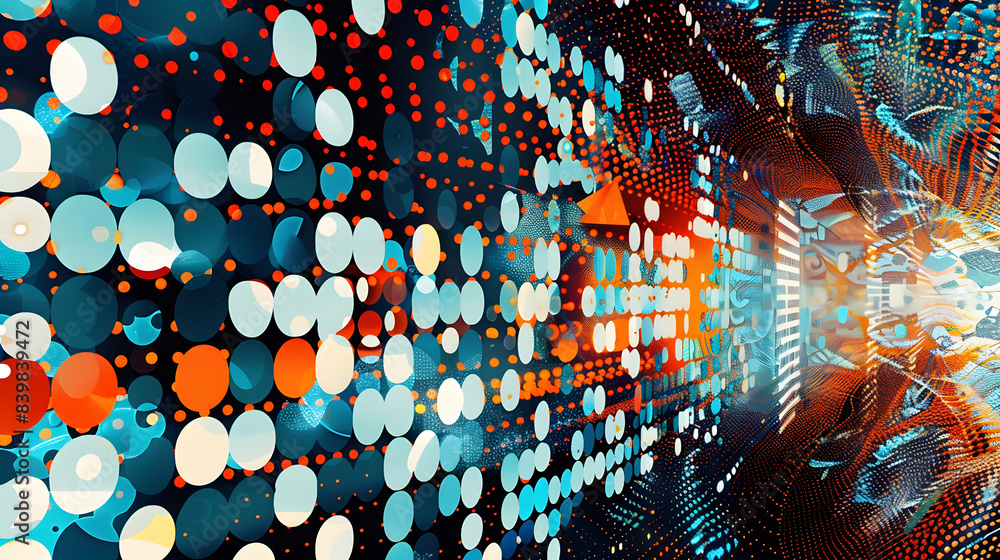 Poster abstract colorful dots with copy space text for technology and design blogs