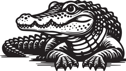 crocodile black silhouettes illustration