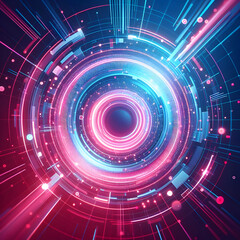 Obraz premium Neon Circle with Copy Space Text for Technology Blogs