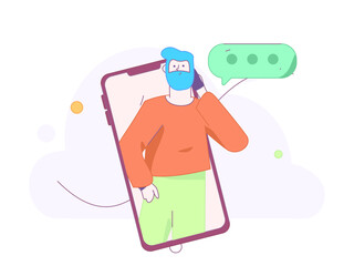 Virtual characters social communication concept business flat vector hand drawn illustration
