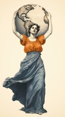 Woman Holding Globe Above Her Head