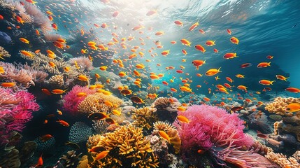 Incredible Underwater Scene: Coral Reef with Tropical Fish