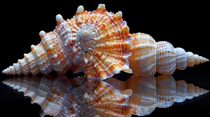 sea shell on black background 