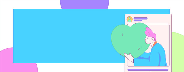 Virtual characters social communication concept business flat vector hand drawn illustration
