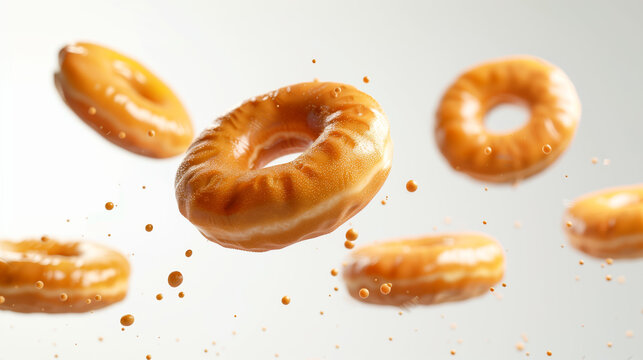 Sweet 3D Donuts Treats on White Background