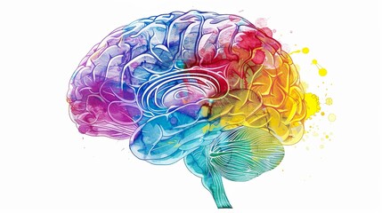 A diagram of the human brain, highlighting different regions and their functions in neuroscience.