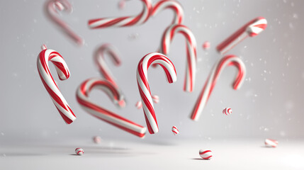 Colorful Candy Canes on Blank White Space