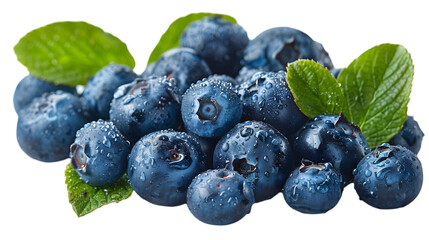 Fresh Sweet Bilberries on White Background - Healthy Berries Close-up