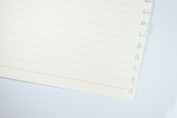 line paper texture isolated on white background,  blank sheet notebook