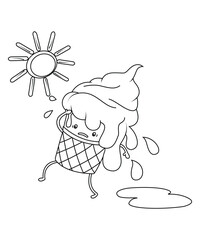 cute and funny ice cream coloring page for kids and adult