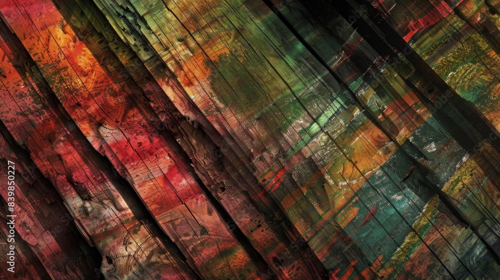 Poster this ai generated image showcases a vibrant, abstract texture with dynamic streaks of red, green, ye