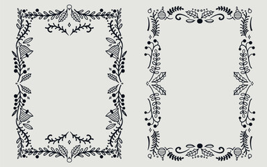 Floral frame border with christmas element. line art style.