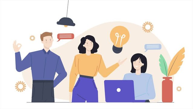 management team meeting illustration. business animated illustration video