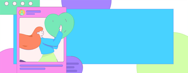 Virtual characters social communication concept business flat vector hand drawn illustration
