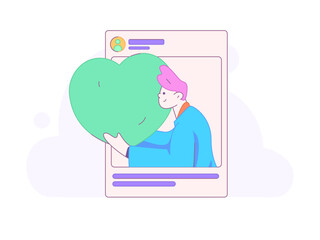 Virtual characters social communication concept business flat vector hand drawn illustration
