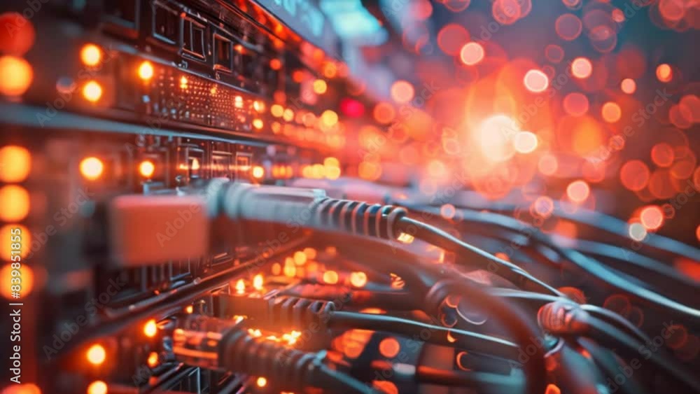 Aufkleber an image of a server room with network cables and lights, network, dynamic compositions, and copy sp
