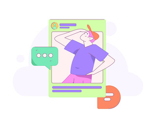 Virtual characters social communication concept business flat vector hand drawn illustration
