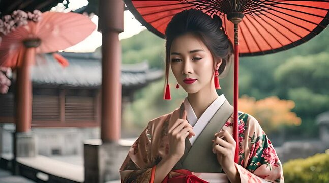 Kimono-Wearing Lady. Graceful Traditions