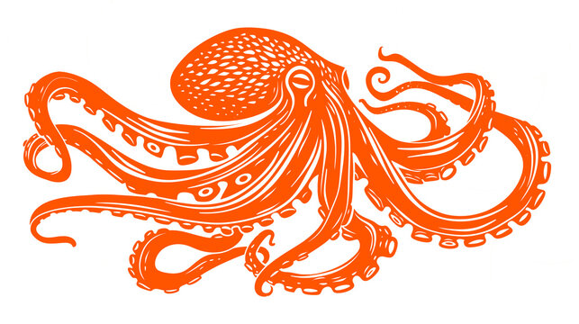 recommend clip art: Orange Octopus Illustration on transparent Background