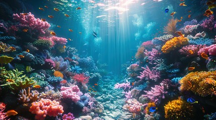 Underwater Paradise: Coral Reef with Tropical Fish