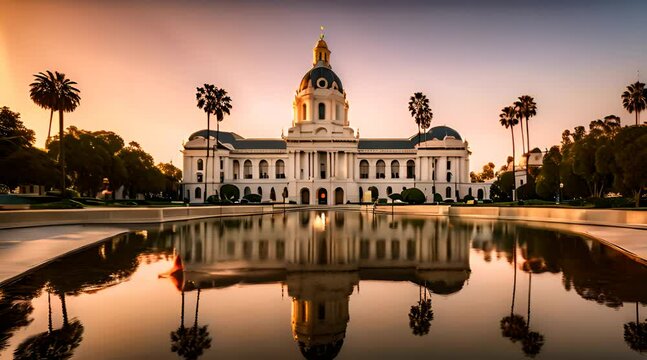 Pasadena City Hall in Afternoon Light. Golden Hour Majesty