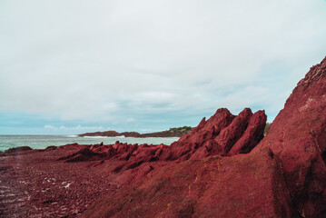 red rocks at the sea