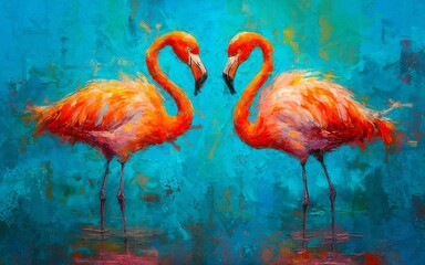 Abstract watercolor flamingo illustration, wallpaper background