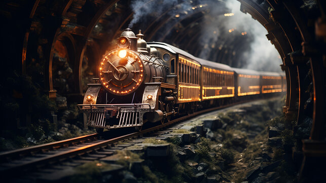 Train in the night High definition photography creative background wallpaper