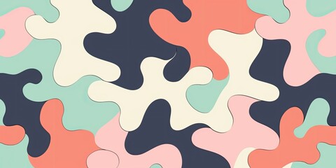 abstract flat vector background with Navy, Coral, Mint, Beige, Lavender colors with simple shapes, vector illustration, colorful puzzle pieces, simple lines