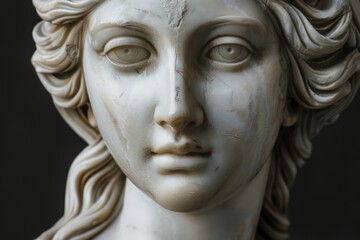 Detailed marble statue face with intricate features