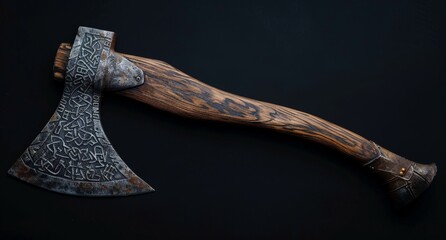 Ornate battle axe with intricate carvings