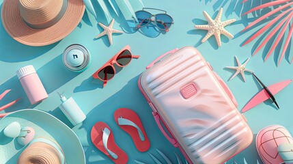 Pack your bags with spring break travel essentials: suitcase, sunglasses, flip-flops, and more for a memorable getaway