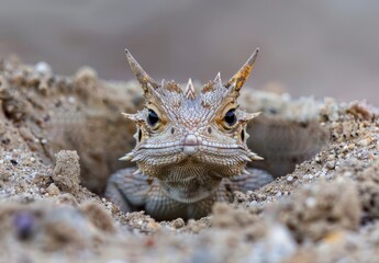 Fototapeta premium Closeup of a spiny lizard in the sand