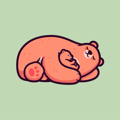 Cute Bear Sleeping Hugging Its Cub Vector Illustration