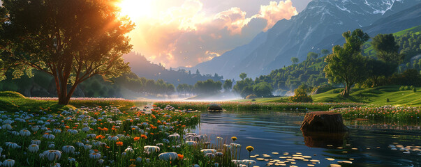 sunset in the mountains