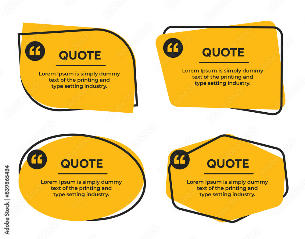 Fototapete quotation mark speech text box frame with quote marks vector illustration set