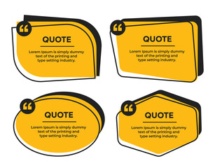 Quotation or Comment Speech text box frame with quote marks vector illustration set
