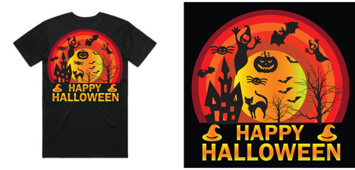 Happy Halloween a creative T shirt design vector .
