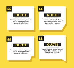 Simple flat quote box frame design with quote marks vector template