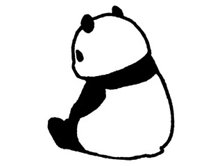 パンダが後ろを向いている手描きイラスト
