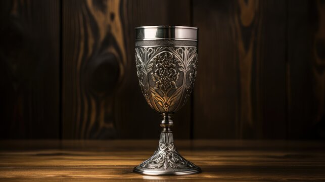 intricate silver goblet