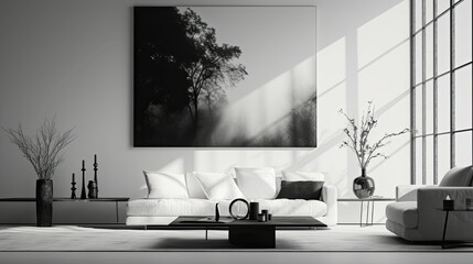 modern blurred black and white interior