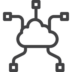 Cloud circuit outline icon on white background