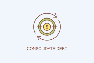 Consolidate Debt Vector Icon Or Logo Illustration