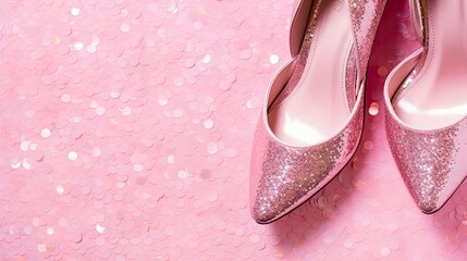 shoes pink glitter border