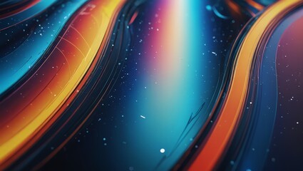 Obraz premium Abstract Colorful Curved Lines with Glowing Particles